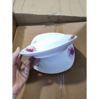 Đĩa sứ vuông hoa hồng 1 chiếc