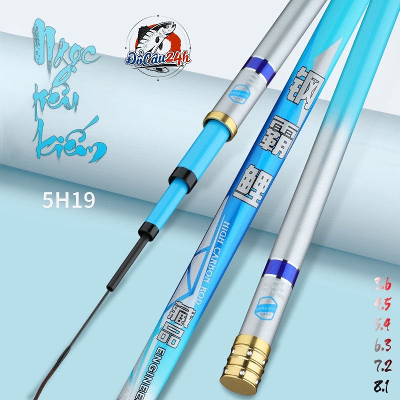 Cần Câu Tay Ngọc Tiêu Kiếm Độ Cứng 5H Chuyên Săn Cá Chép Trắm Trôi Chất Liệu Carbon Xoắn, Tặng Kèm Ngọn Phụ