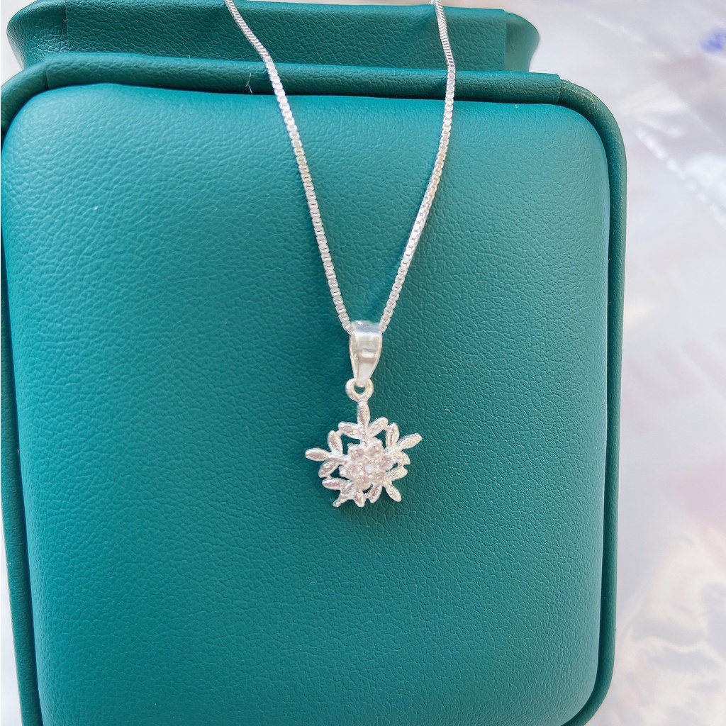 Dây chuyền bạc ta mặt hoa tuyết đính đá Evasilver, vòng cổ bạc ta cực đẹp và sáng bóng