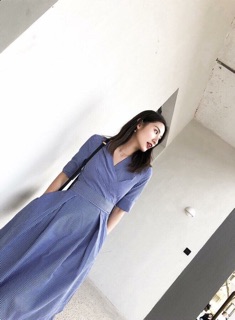 Đầm maxi sọc xanh