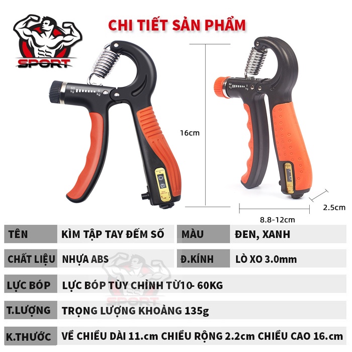 Dụng cụ tập tay tại nhà, combo hai sản phẩm chữ U Tập Tay và kìm tập tay đếm số cao cấp