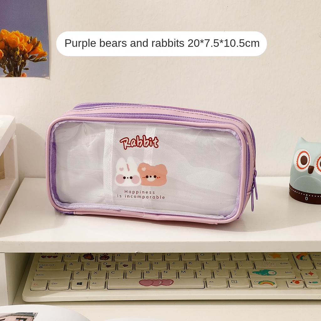 Túi Đựng Bút Trong Suốt Họa Tiết Hoạt Hình Dễ Thương