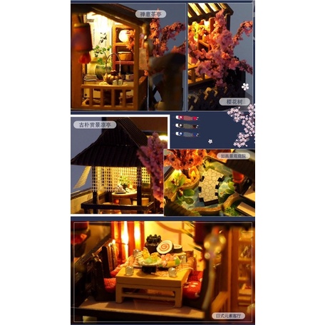 (Tặng mica,keo sữa,đèn) Mô hình đồ chơi bằng gỗ bé tự lắp ráp Nhà búp bê 2in1 Diy doll house TT2