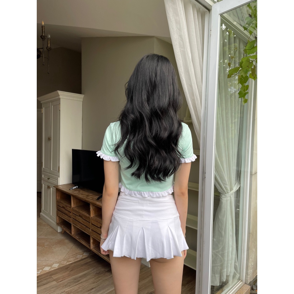 ÁO CROP CỔ VUÔNG "𝐂𝐇𝐄𝐋𝐒𝐄 𝐂𝐑𝐎𝐏" NHÚNG BÈO MÀU PASTEL DỄ THƯƠNG, COTON GÂN CO DÃN / CÓ THỂ LÀM Á0 KHOÁC NGOÀI