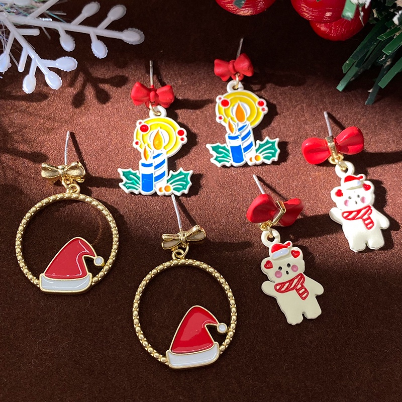 Bông Tai Hình Giáng Sinh Dễ Thương Thời Trang Dự Tiệc Cho Nữ