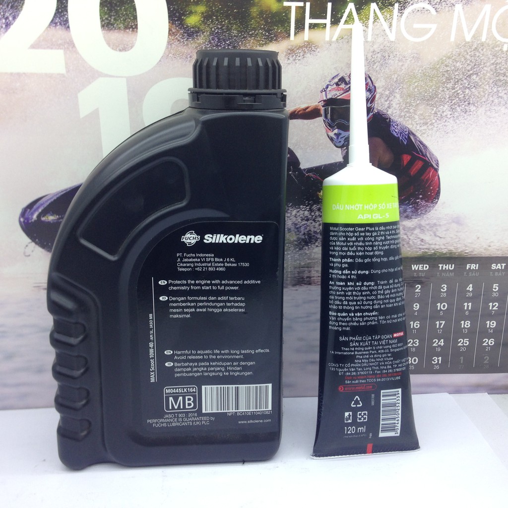 Nhớt xe ga Fuchs Silkolene MAX Scoot 10W40 và nhớt láp Motul 120ml