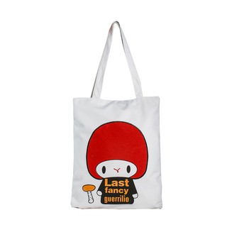 [TẶNG MÓC KHÓA] Túi tote vải mềm nữ chất vải CANVAS in đầu nấm đỏ (Trắng)