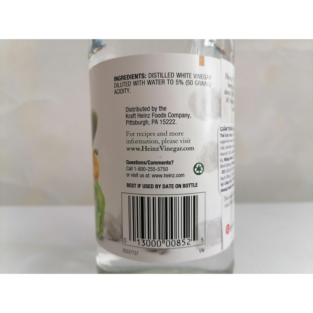 [Chai Thủy Tinh 473ml] GIẤM TRẮNG [USA] HEINZ Distilled White Vinegar (dmi-hk)