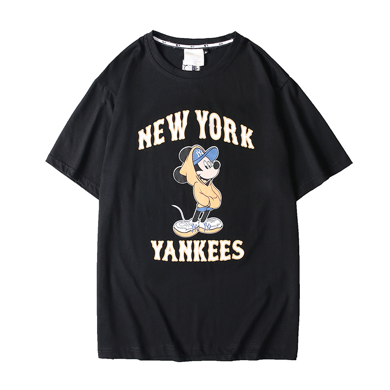 MLB Áo Thun Cotton Cổ Tròn Dáng Rộng In Hình Chuột Mickey Ngộ Nghĩnh Hợp Thời Trang Cho Nam Và Nữ