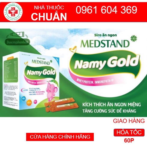 MEDSTAND NAMY GOLD SIRO -Bổ sung vitamin và khoáng chất, kích thích ăn ngon miệng, giảm tình trạng biếng ăn ở trẻ 20 ống