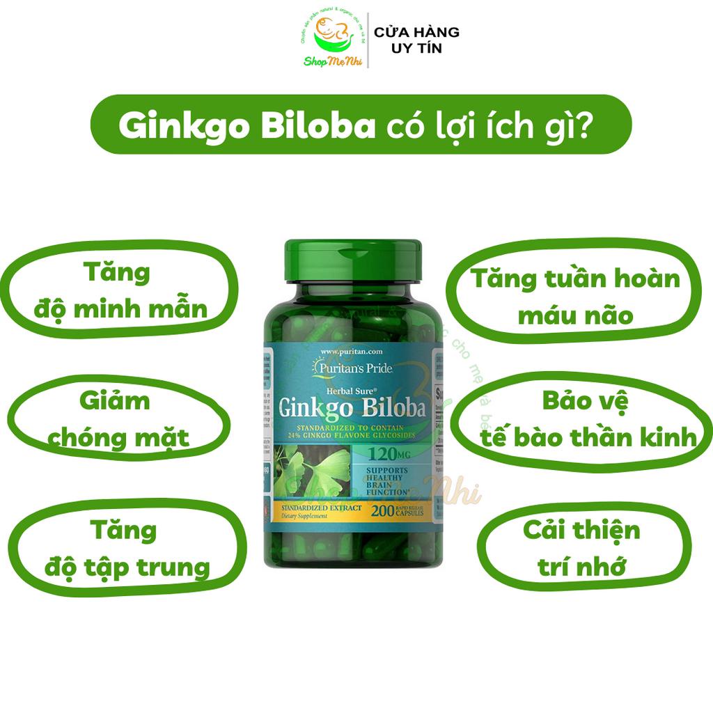 Viên Uống Hỗ Trợ Tuần Hoàn Não Bộ Puritans pride Ginkgo Biloba 120mg 200 Viên.