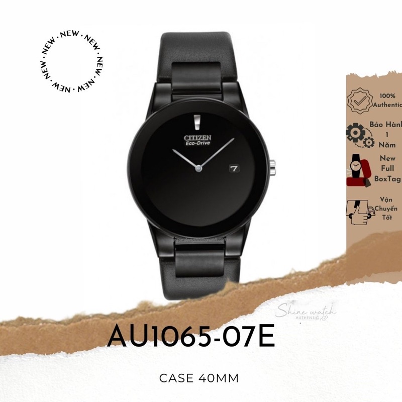 Đồng Hồ Nam Citizen Eco-Drive AU1065-07E Dây DaMặt Đen Case 40mm