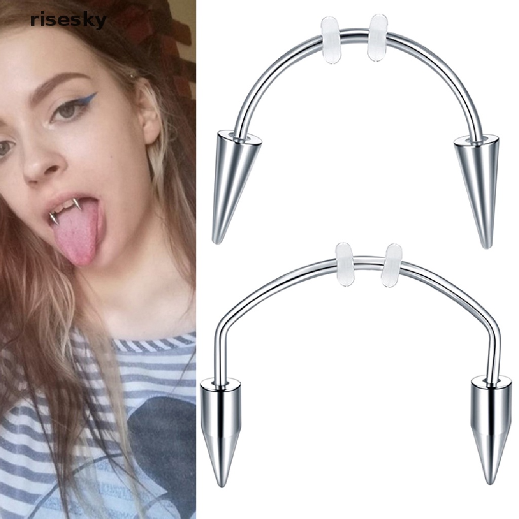 1 Khuyên Môi Hình Răng Cây Chữ C Bằng Thép Titan Phong Cách Punk ♨Trên đó