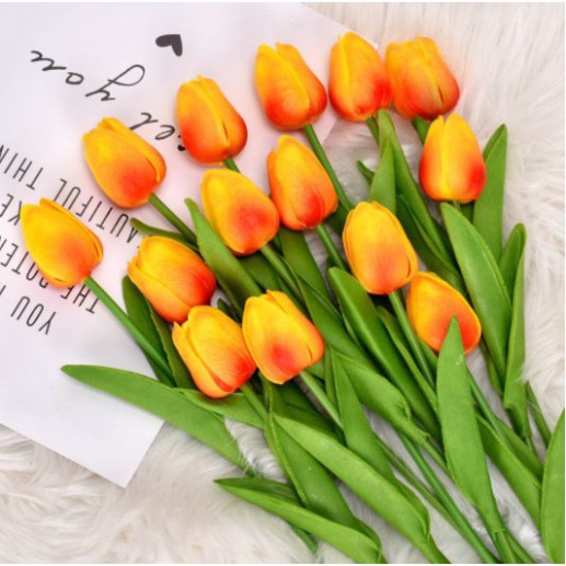 (ĐẸP NHƯ THẬT) HOA TULIP phụ kiện trang trí chụp ảnh, hoa giả decor cắm lọ siêu xinh, hoa tuylip nhựa cao su mềm dẻo