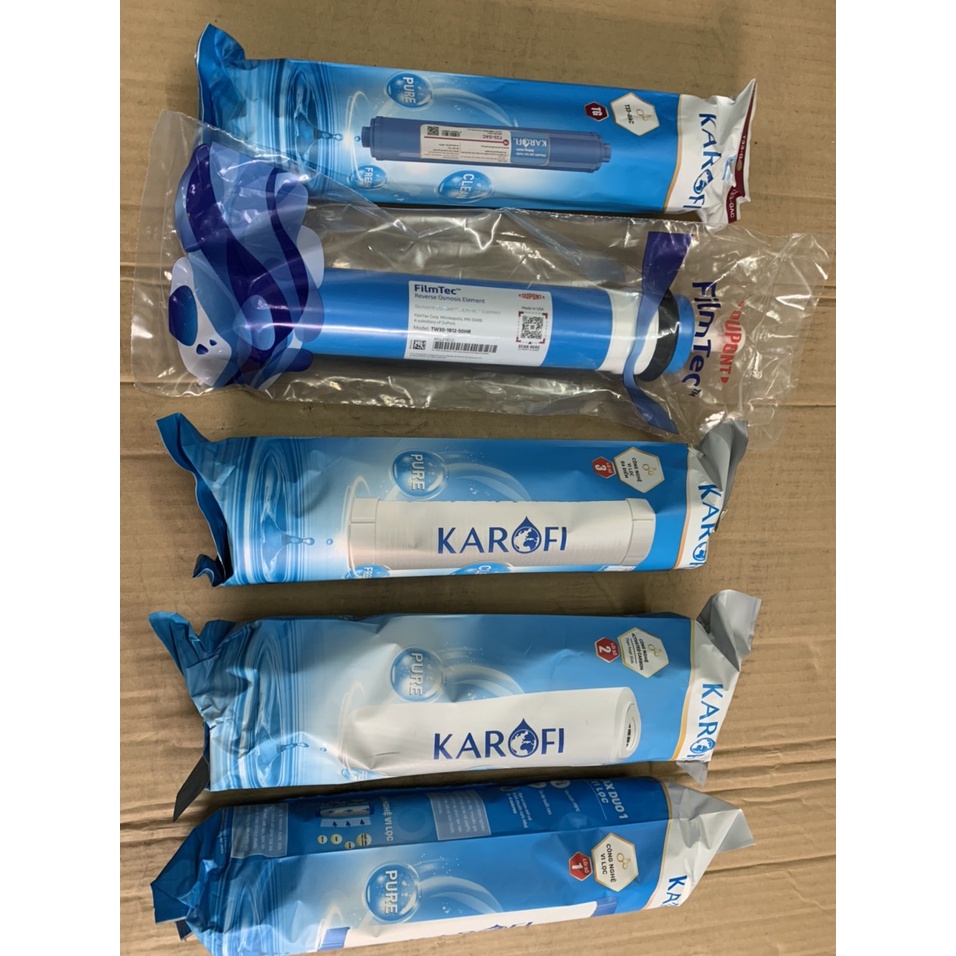 Bộ có 5 Lõi lọc:  Số 1,2,3,4,5 Karofi 👉 Bộ 5 Lõi Karofi  Chính Hãng 👉 Lõi Lọc Số 5 Gac T33/ Lõi SỐ 4 Filmtec