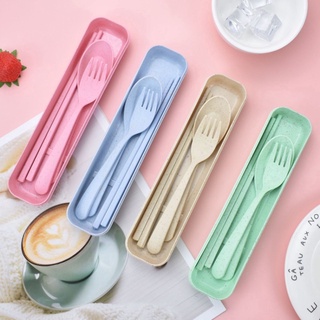 Bộ muỗng đũa cá nhân Bếp của mẹ Onici, Bộ thìa đũa văn phòng làm bằng lúa mạch