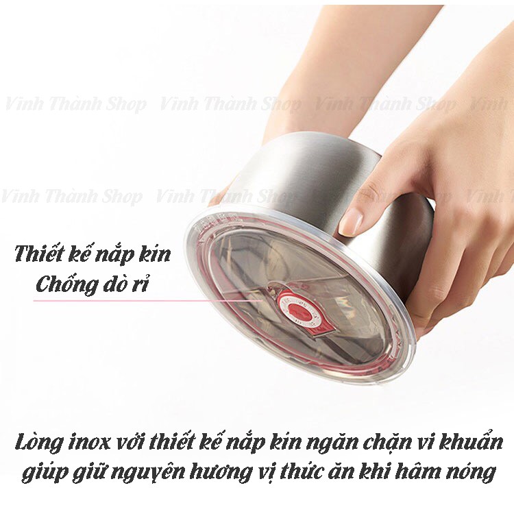 Hộp Cơm Điện Văn Phòng Giữ Nhiệt - Hộp Cơm Văn Phòng Cắm Điện Hơi Nước 4 Lõi Inox - BH 6 Tháng