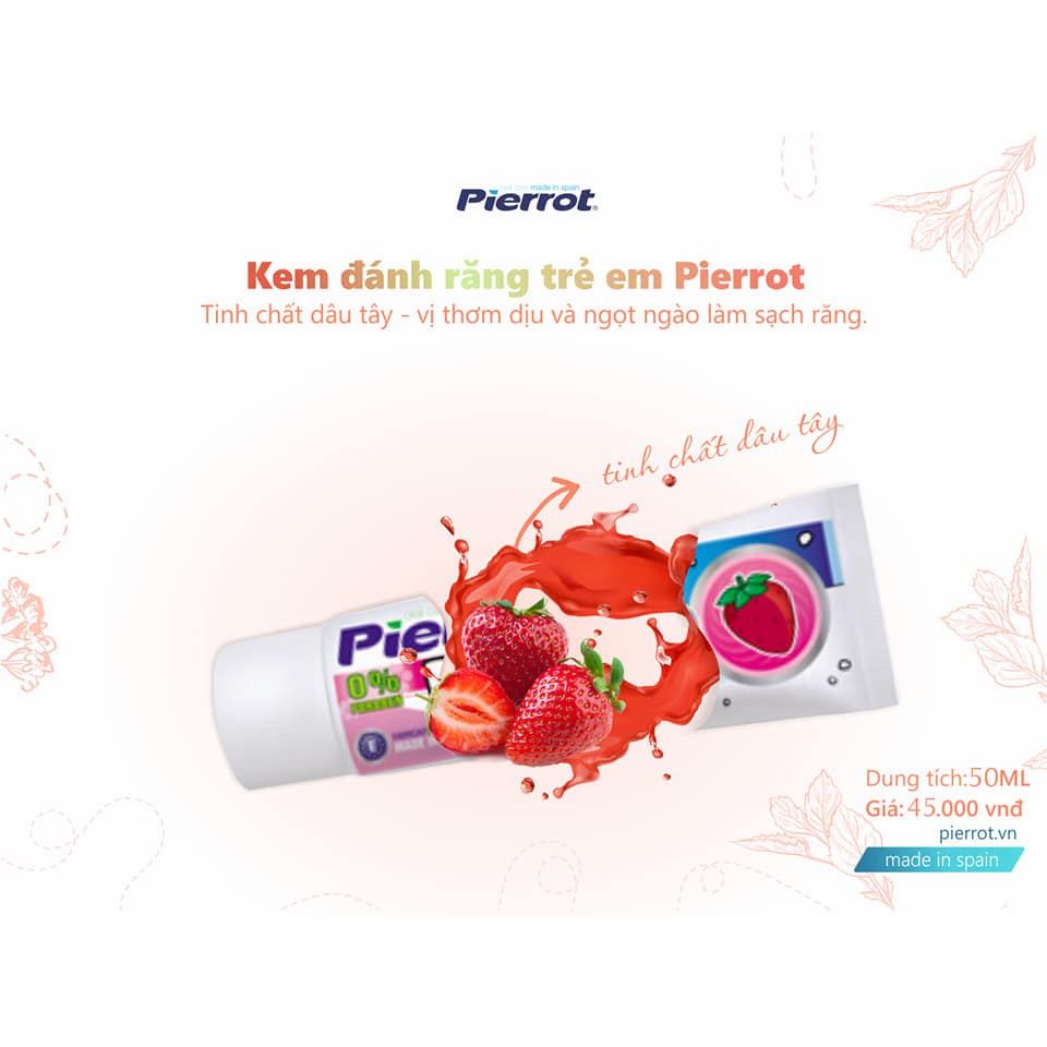 Kem Đánh Răng Trẻ Em Pierrot Hương Dâu Tây 75ml, Bảo Vệ Răng Nướu Chắc Khỏe