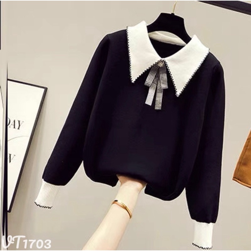 ❤️FREESHIP❤️Áo len pha cổ nơ hàng qc l1 ảnh chuẩn Uy Tín ah | BigBuy360 - bigbuy360.vn