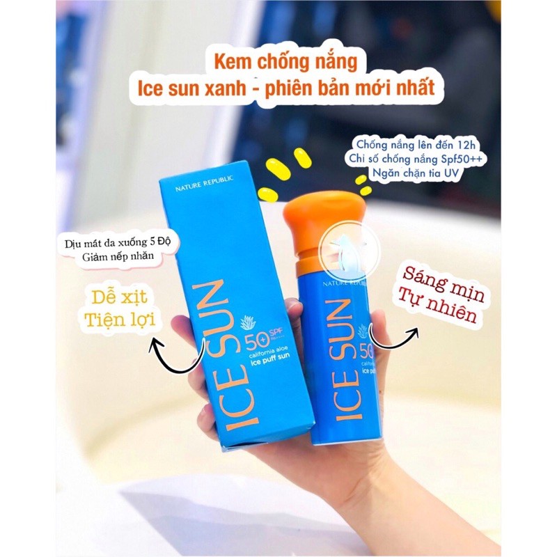 Kem Chống Nắng ICE SUN Nature Republic SPF50+ PA+++ Hàn Quốc