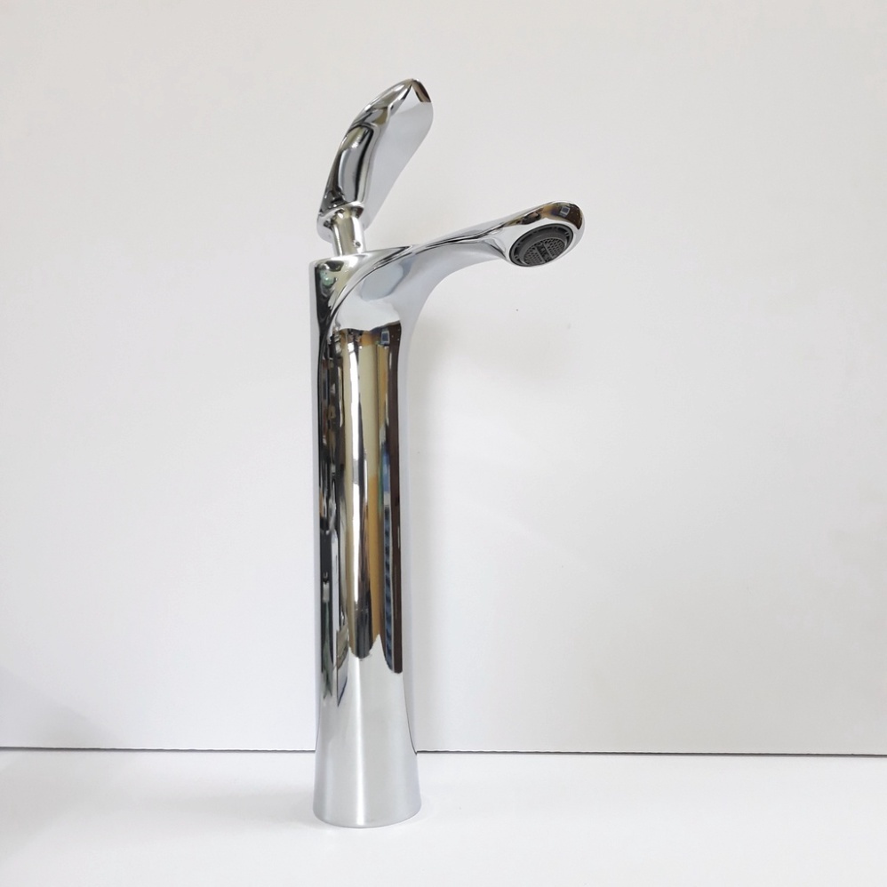 [ Hàng Mới Về ] Vòi lavabo, bồn rửa mặt nóng lạnh kiểu dáng lá liễu bằng đồng mạ inox 30cm dành cho bàn đá
