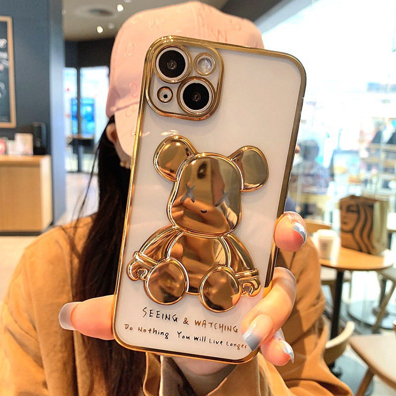 Ốp lưng in nổi hình gấu Bearbrick 3D cho iPhone 6Plus, 7Plus, Xsmax, 11Promax, 12Promax, 13Promax