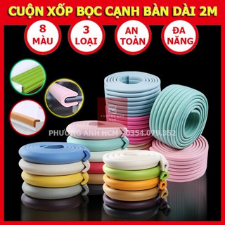 Cuộn Xốp Bọc Cạnh Bàn Hình Chữ L/ U/ W Dài 2M An Toàn Cho Bé - Dây Cao Su Nẹp Bịt Góc Bàn, Ghế, Tường, Tủ, Giường,...