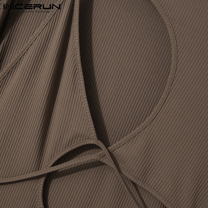 Áo INCERUN dài tay cổ tròn thiết kế độc đáo