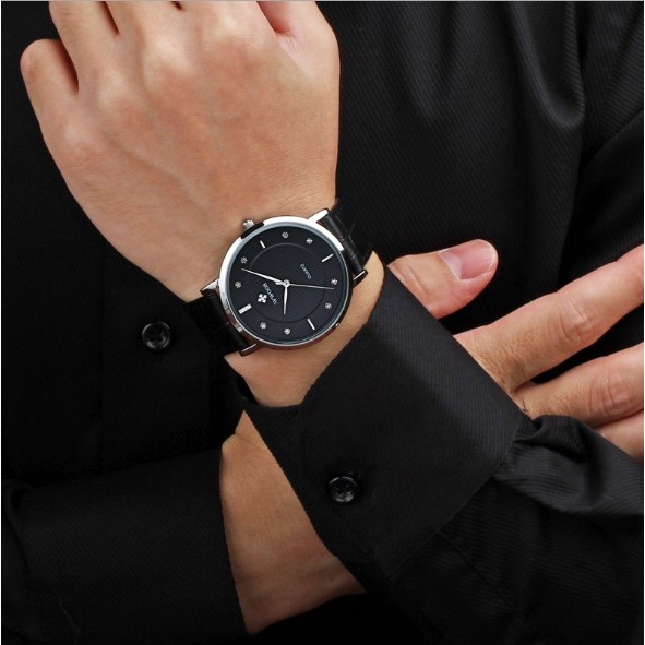 Đồng hồ nam dây da siêu mỏng WWOOR 8011