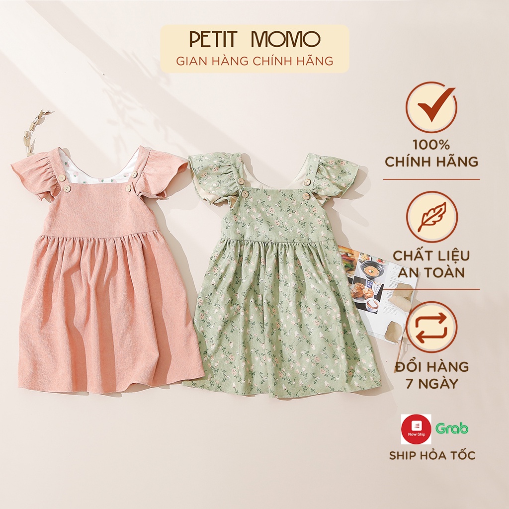 Váy Yếm Cho Bé Gái 1-6 Tuổi PETIT MOMO Chất Nhung Mềm Mại Kiểu Dáng Xòe Vai Bèo Có Túi Sườn H100