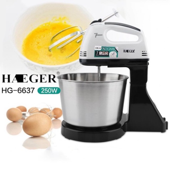 Máy Đánh Trứng, Nhào Bột Để Bàn HAEGER 250W Chậu trộn 2L