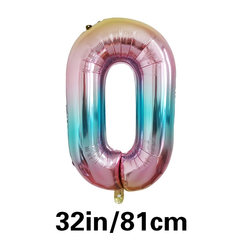 Bong Bóng Lá Nhôm 32 Inch Hình Chữ Số Màu Sắc Gradient Dùng Trang Trí Tiệc Sinh Nhật/ Nhà Cửa