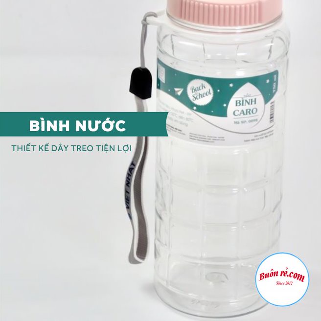 Bình nước thể thao học sinh kẻ Karo Việt Nhật 750ml – Bình nước thể thao  có quai xách - 01470