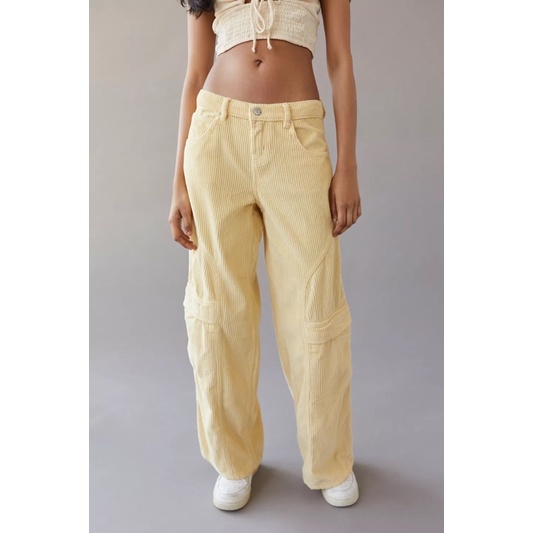 Quần cargo BDG túi hộp ống rộng phong cách Y2K cạp trễ corduroy pants urban outfitters