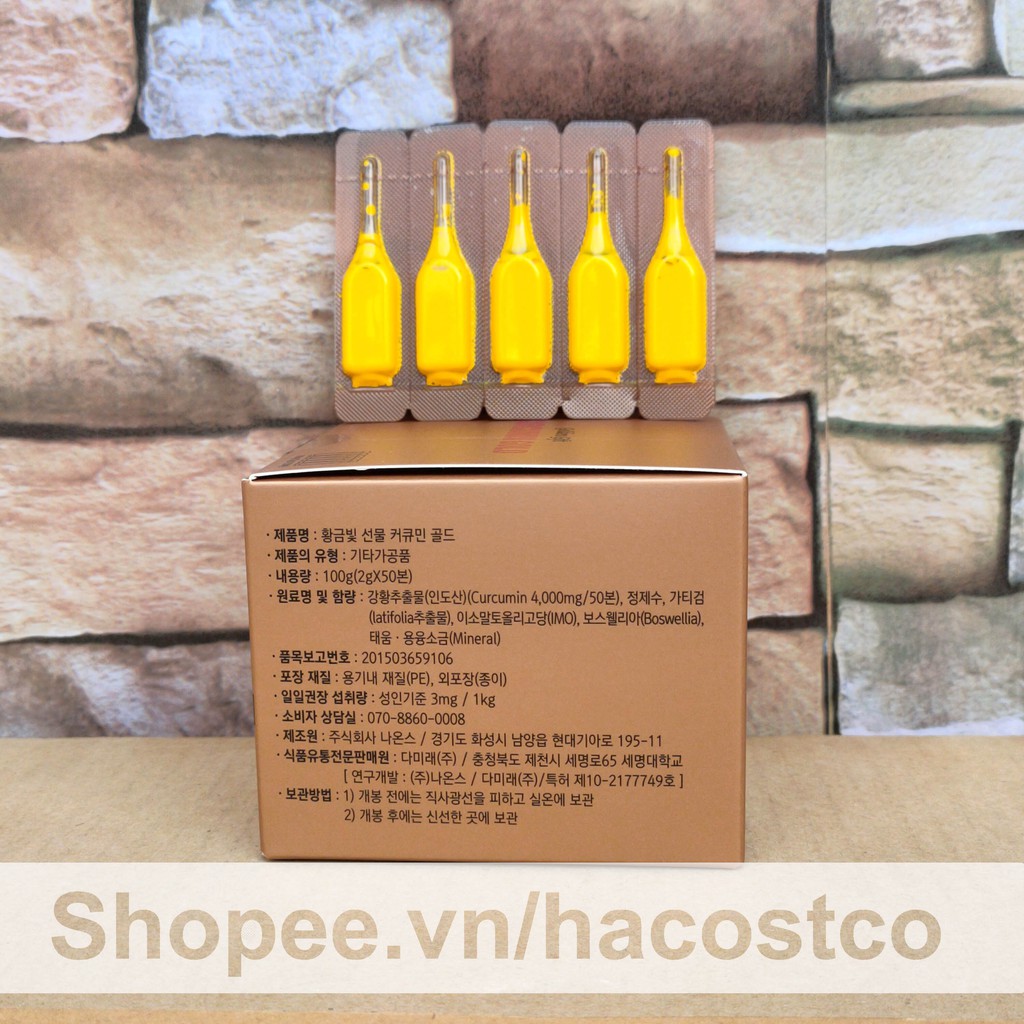 Nước Uống Công Nghệ Nano Curcumin Gold 50 ống - Nano Golden Gift Curcumin Gold - 100ml