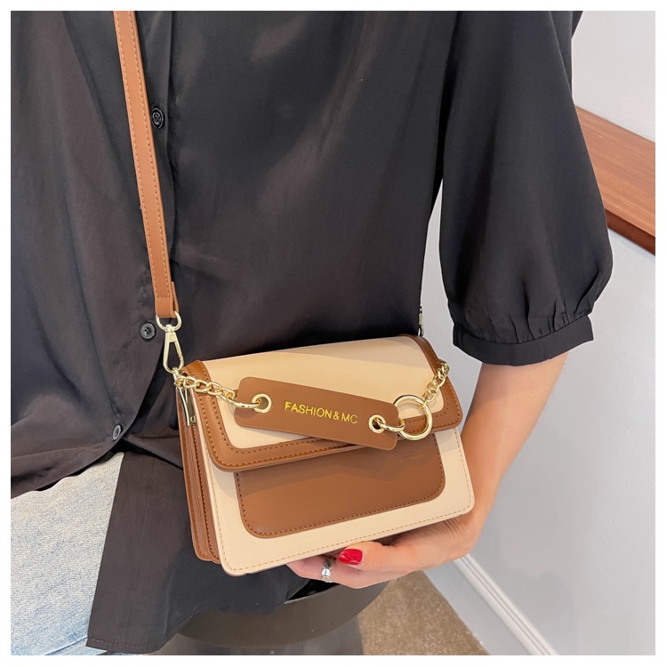 Túi xách IELGY đeo chéo vai hình vuông nhỏ màu tương phản thời trang đơn giản