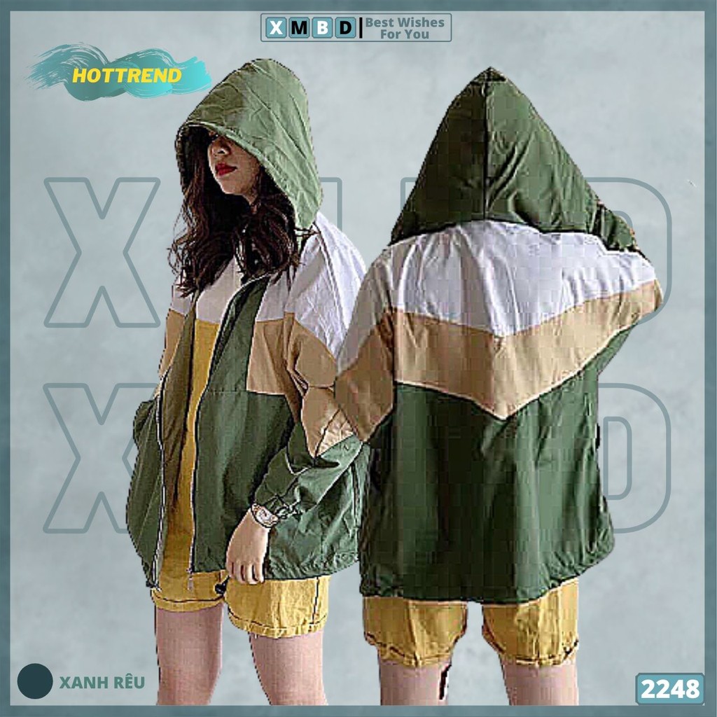 Áo Khoác Dù 2 Lớp Nam Nữ Form Rộng Hàng Bomber Jackets Gió Unisex XANH RÊU TRẮNG - AK2248