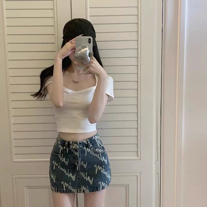 Chân váy jean Lưng Cao Plus Size Cho Nữ
