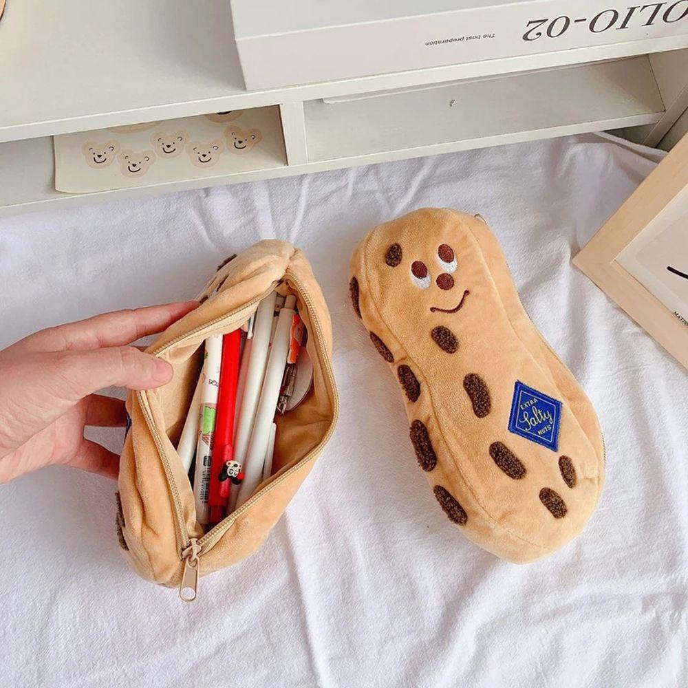 Túi Đựng Bút Hình Hạt Đậu Phộng Hoạt Hình Sức Chứa Lớn Cho Học Sinh / Văn Phòng Ốp
