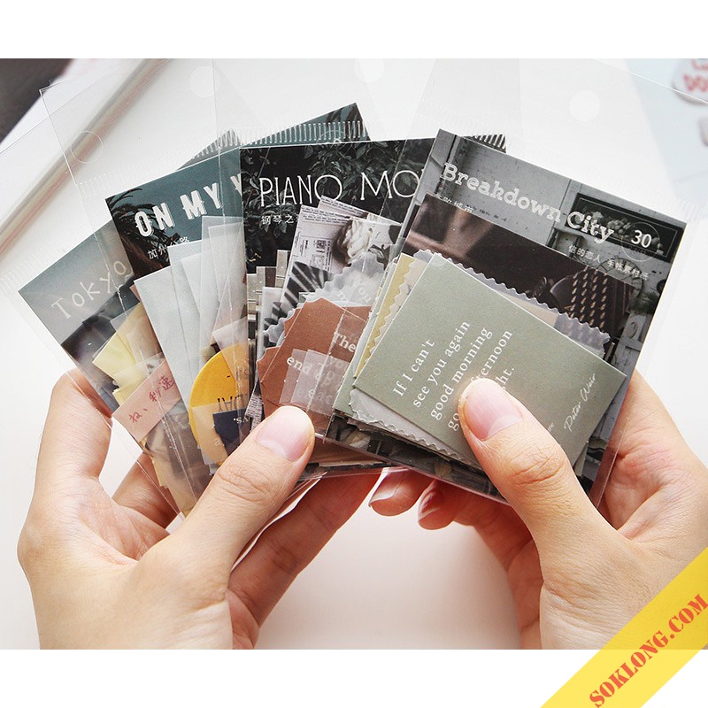 Bộ 30 tấm giấy ghi thông điệp trang trí sổ Bullet Journal, nhật ký, điện thoại kiểu Post card