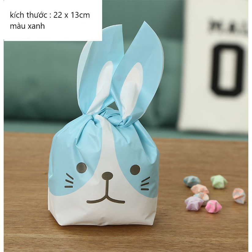 10 cái Túi cột tai thỏ màu xanh ⚡ CỰC ĐẸP ⚡ túi đựng bánh cột tai thỏ màu hồng siêu xinh