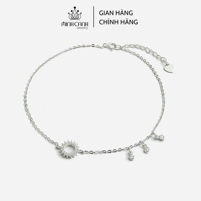 Lắc Chân Bạc Vòng Tròn Đính Đá Treo Bi - Minh Canh Jewelry