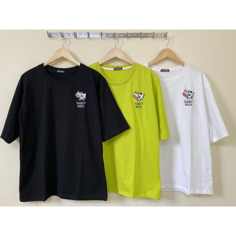 Áo Thun tay lỡ Thêu bò Sweet Milk