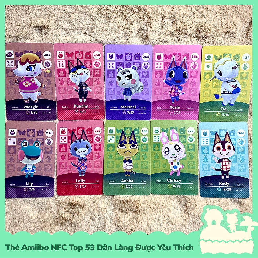 [Sẵn VN - Bán Lẽ] Thẻ Amiibo NFC Ntag Top 53 Dân Làng Village Yêu Thích Game Animal Crossing Nintendo Switch Re-print