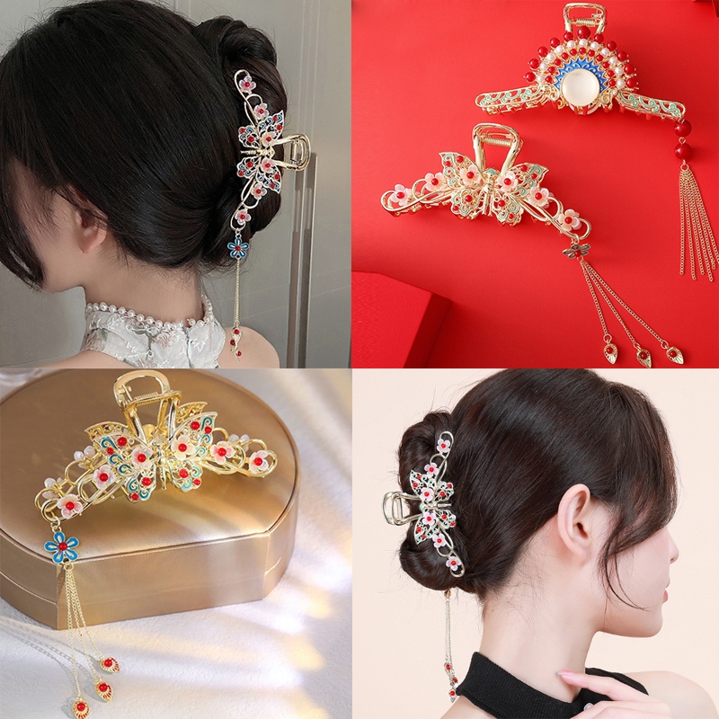 Kẹp Tóc Hình Bướm Đính Ngọc Trai Phong Cách Trung Hoa 2022 Thời Trang Cho Nữ
