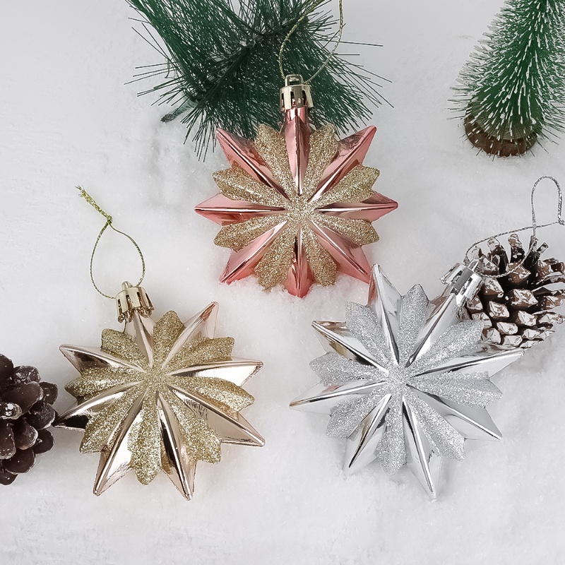 Hộp 4 Ngôi Sao Nhựa 16 Điểm / Ngôi Sao Lấp Lánh Trang Trí Cây Thông Giáng Sinh