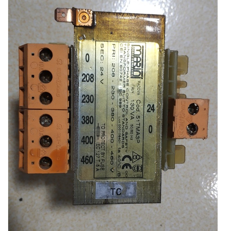 Biến áp cách ly vào 460/400/380/230/208V ra 24V, 130VA tháo tủ điện công nghiệp