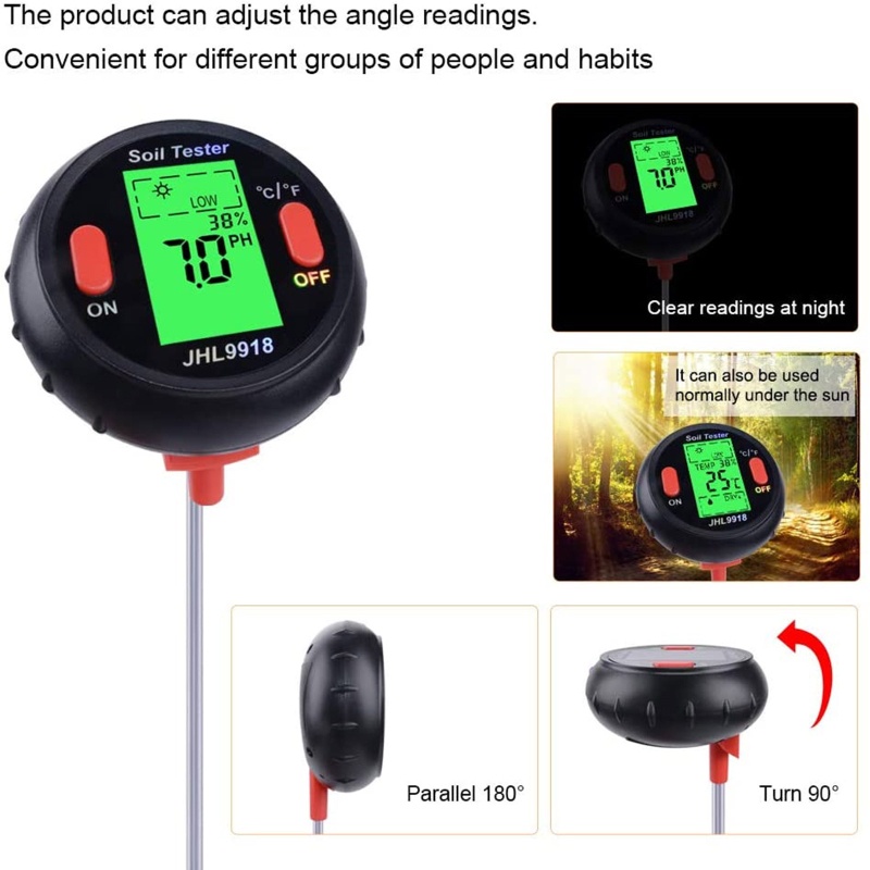 Kiss Nâng Cấp Máy Đo Độ Ẩm Đất / Nhiệt Độ Đất / Độ Ẩm / Ánh Sáng Mặt Trời / Độ Ẩm Kỹ Thuật Số 5 Trong 1 kiss