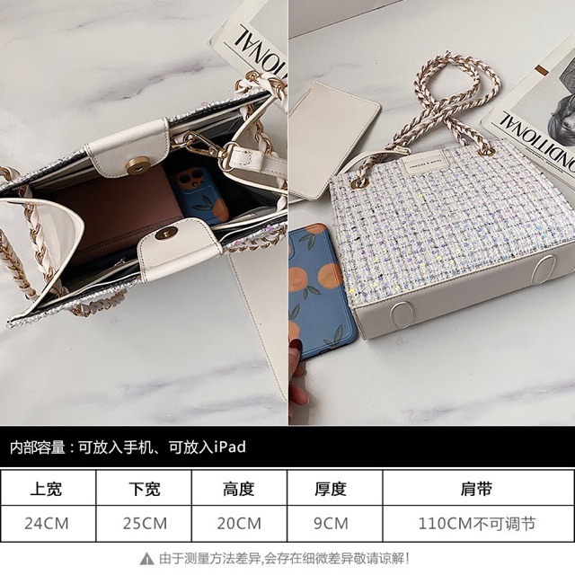 Set túi kèm ví sequin ullzang