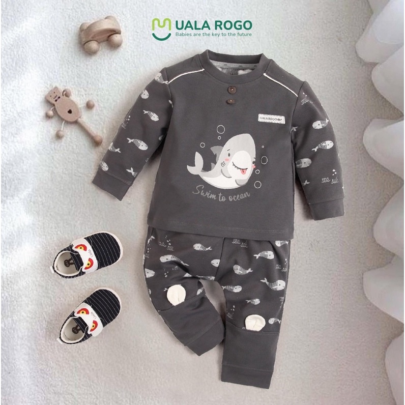 UR3929 Bộ dài tay họa tiết cá Uala Rogo chất nỉ dày vừa (6M-5T)